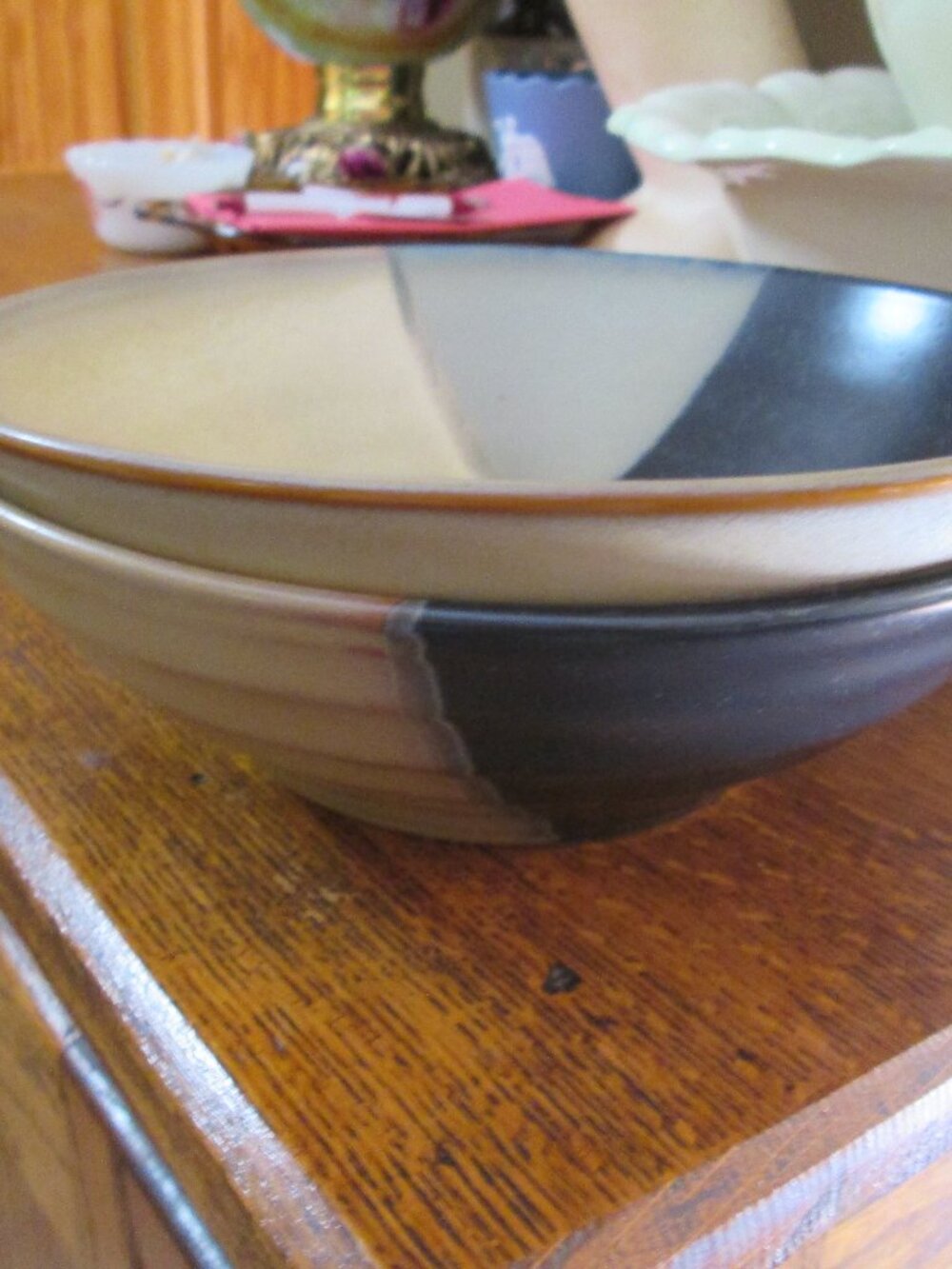 2 lot of Sango Gold dust black cereal soup salad bowls 8 in diam 3 1/2 H